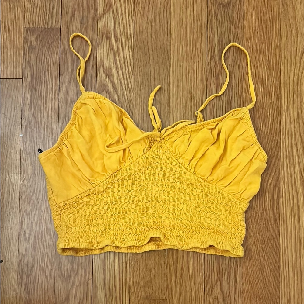Yellow Smocked Crop Top